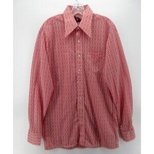 VINTAGE Shirt 16 1/2 Long Rockabilly Block Club Disco Dagger collar 80s